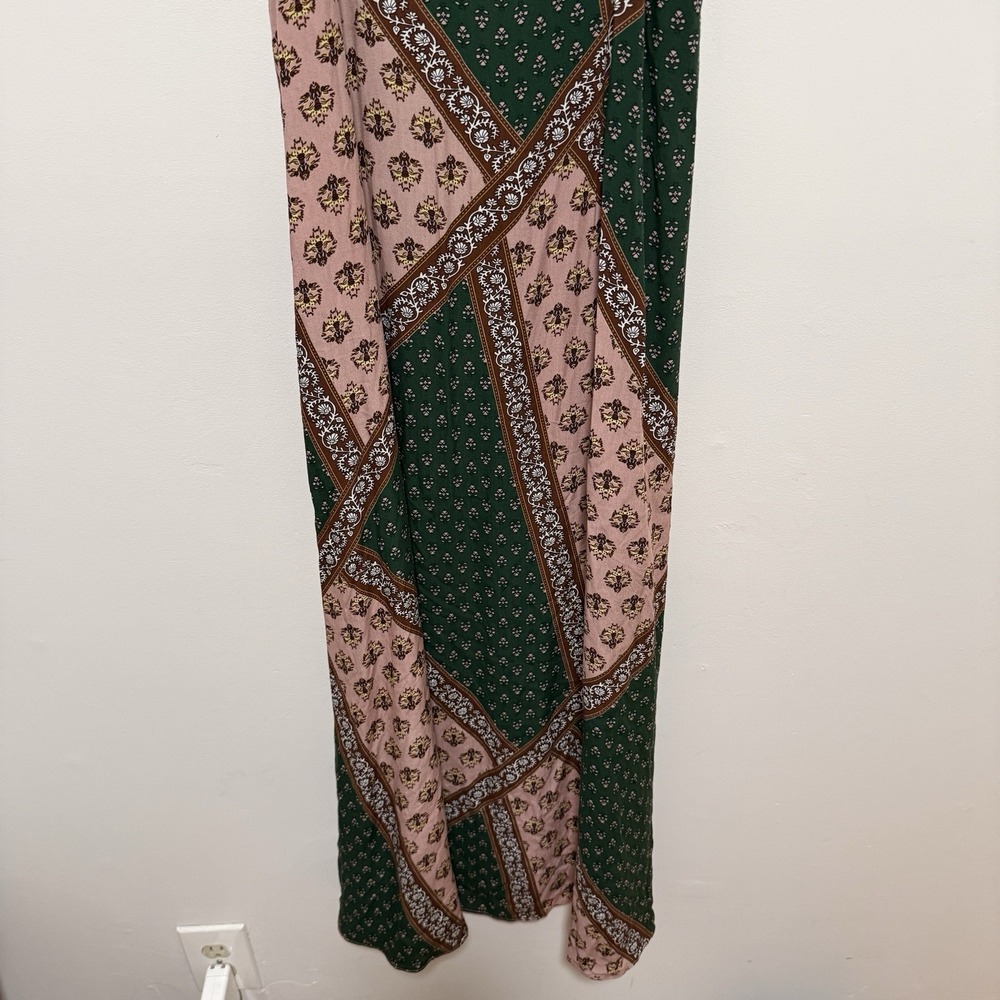 Natural Life NWT Gracie Green Pink Handkerchief Boho Maxi Dress Size Small - Picture 3 of 8